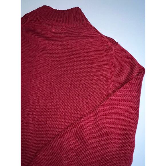 LL Bean Sweater Men’s Size L Red 1/4 Zip Pullover Mock Neck Long Sleeve Cotton - Picture 16 of 16